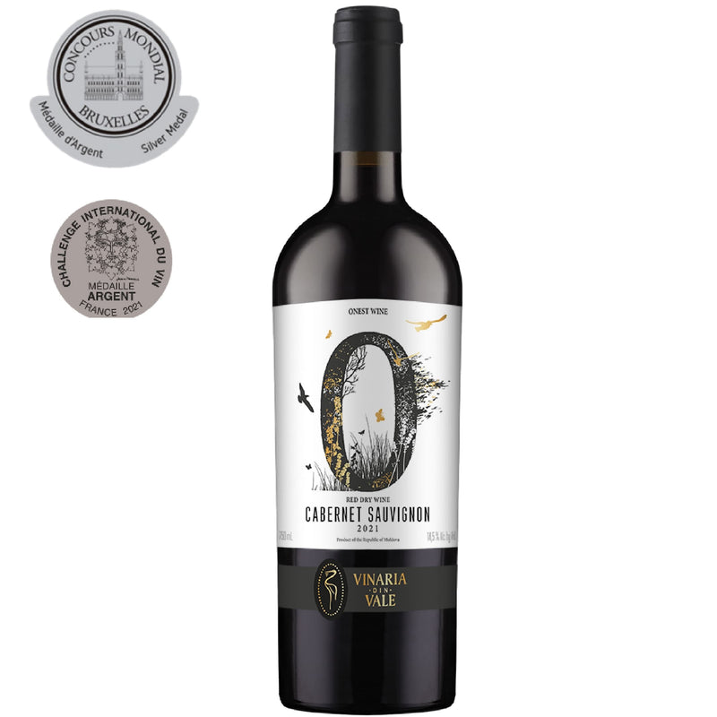 Vinaria din Vale, Onest Wine, Cabernet Sauvignon, Classic wine with no Sulfites Added,  2021 12/750mL 13.5%